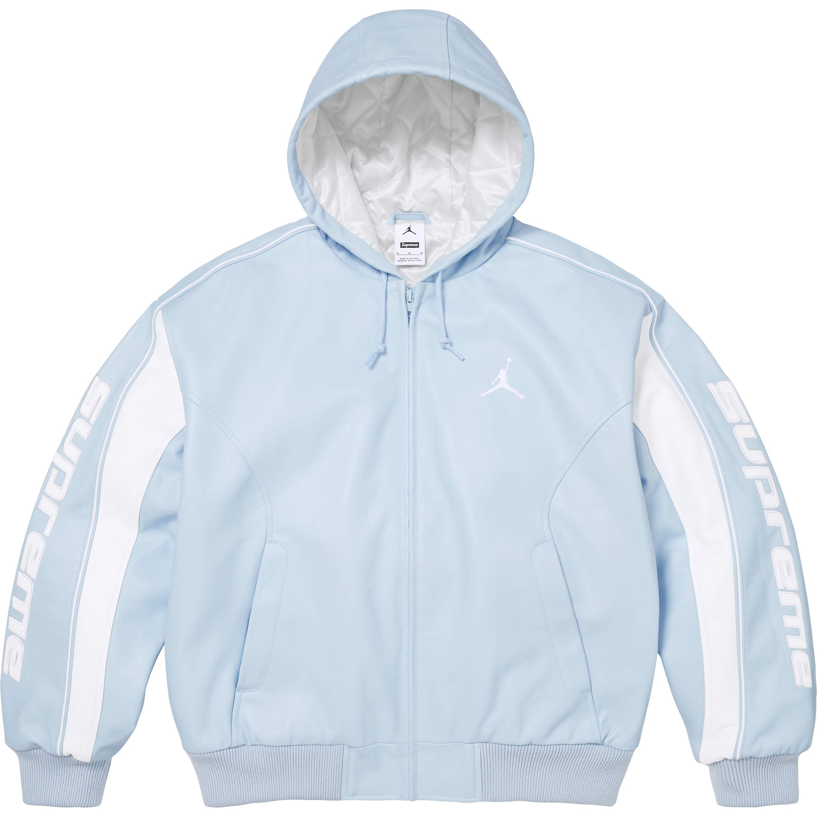 Supreme®/Jordan® Hooded Leather Jacket view 17